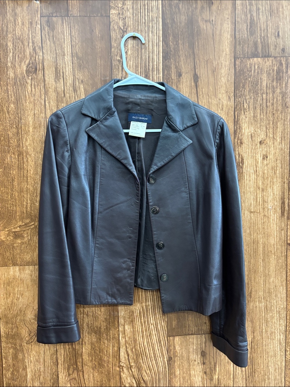 Piazza Sempione Black Leather Button-Front Jacket
